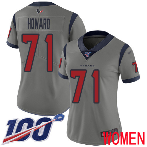 Houston Texans Limited Gray Women Tytus Howard Jersey NFL Football #71 100th Season Inverted Legend